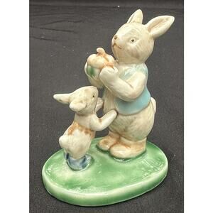 Rare Albert Kessler Vintage Daddy Bunny Little Boy Bunny Sharing Acorn -7O